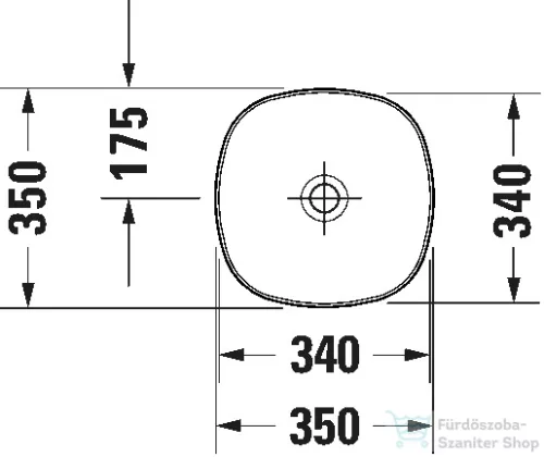 Duravit AURENA 34x34 cm-es pultra ültethető mosdó kerámia lefolyószelep takaróval, Hygieneglaze Plus felülettel, matt fehér 039635AC79