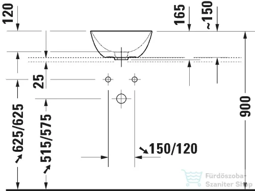 Duravit AURENA 34x34 cm-es pultra ültethető mosdó kerámia lefolyószelep takaróval, Hygieneglaze Plus felülettel, matt fehér 039635AC79