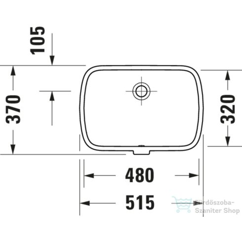 Duravit QATEGO 48x37 cm-es, alulról beépíthető csaplyuk nélküli mosdó, fehér 0398480028