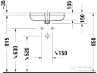 Duravit QATEGO 48x37 cm-es, alulról beépíthető csaplyuk nélküli mosdó HygieneGlaze felülettel, fehér 0398482028