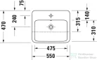 Duravit QATEGO 55x47 cm-es, félig beépíthető mosdó, fehér 0399550000