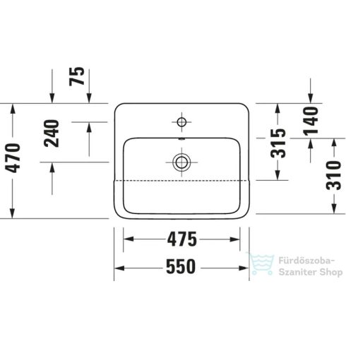 Duravit QATEGO 55x47 cm-es, félig beépíthető mosdó, fehér 0399550000