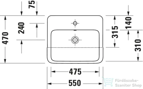 Duravit QATEGO 55x47 cm-es, félig beépíthető mosdó, fehér 0399550000
