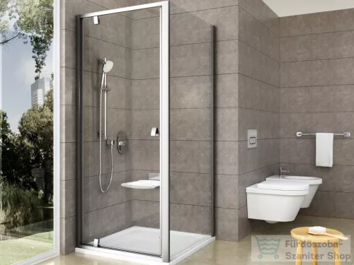 Ravak PIVOT PDOP1+PPS 80x90 cm-es nyílóajtós zuhanykabin fix oldalfallal,szatén/transparent 03G40U00Z1SET80PPS90