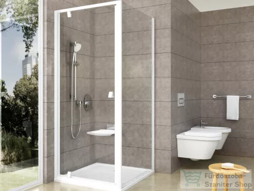 Ravak PIVOT PDOP1+PPS 90x80 cm-es nyílóajtós zuhanykabin fix oldalfallal,fehér/transparent 03G70101Z1SET90PPS80
