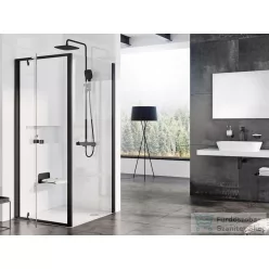   Ravak PIVOT PDOP1+PPS 90x90 cm-es nyílóajtós zuhanykabin fix oldalfallal,fekete/transparent 03G70300Z1SET90PPS90