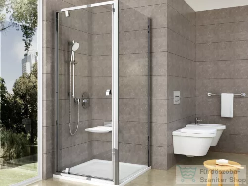Ravak PIVOT PDOP1+PPS 90x90 cm-es nyílóajtós zuhanykabin fix oldalfallal,króm/transparent 03G70C00Z1SET90PPS90