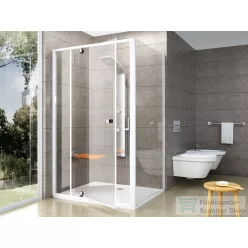   Ravak PIVOT PDOP2+PPS 100x100 cm-es nyílóajtós zuhanykabin fix oldalfallal,fehér/króm/transparent 03GA0100Z1SET100PPS100