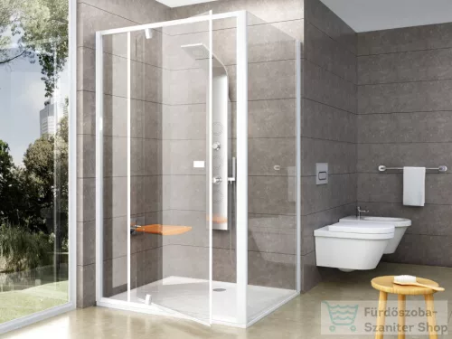 Ravak PIVOT PDOP2+PPS 100x90 cm-es nyílóajtós zuhanykabin fix oldalfallal,fehér/transparent 03GA0101Z1SET100PPS90
