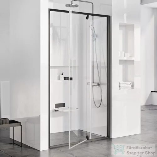 Ravak PIVOT PDOP2-100 100 cm-es nyílóajtó fix résszel,Fekete+Transparent 03GA0300Z1