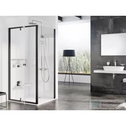   Ravak PIVOT PDOP2+PPS 100x100 cm-es nyílóajtós zuhanykabin fix oldalfallal,fekete/transparent 03GA0300Z1SET100PPS100