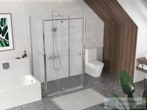 Ravak PIVOT PDOP2+PPS+PPS 100x100 cm-es nyílóajtós,3 oldalas zuhanykabin,króm/transparent 03GA0C00Z1SET1002XPPS100