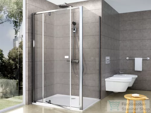 Ravak PIVOT PDOP2+PPS 100x80 cm-es nyílóajtós zuhanykabin fix oldalfallal,króm/transparent 03GA0C00Z1SET100PPS80