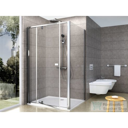 Ravak PIVOT PDOP2+PPS 100x90 cm-es nyílóajtós zuhanykabin fix oldalfallal,króm/transparent 03GA0C00Z1SET100PPS90