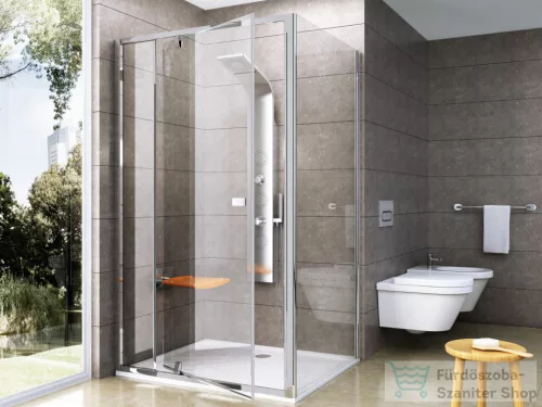 Ravak PIVOT PDOP2+PPS 100x80 cm-es nyílóajtós zuhanykabin fix oldalfallal,szatén/transparent 03GA0U00Z1SET100PPS80