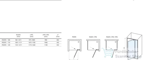 Ravak PIVOT PDOP2+PPS 110x100 cm-es nyílóajtós zuhanykabin fix oldalfallal,króm/transparent 03GD0C00Z1SET110PPS100