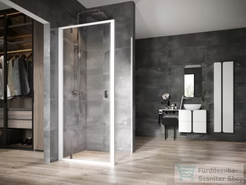 Ravak NEXTY NDOP1+NPSS 80x90 cm-es nyílóajtós zuhanykabin fix oldalfallal,fehér/króm/transparent 03O40100Z1SET80NPSS90