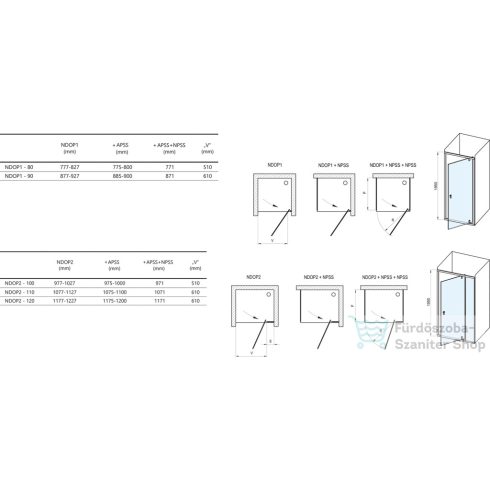 Ravak NEXTY NDOP1+NPSS 80x90 cm-es nyílóajtós zuhanykabin fix oldalfallal,fehér/króm/transparent 03O40100Z1SET80NPSS90