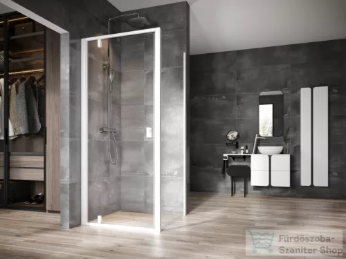 Ravak NEXTY NDOP1+NPSS 80x80 cm-es nyílóajtós zuhanykabin fix oldalfallal,fehér/transparent 03O40101Z1SET80NPSS80