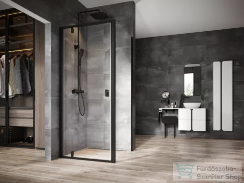 Ravak NEXTY NDOP1+NPSS 80x90 cm-es nyílóajtós zuhanykabin fix oldalfallal,fekete/transparent 03O40300Z1SET80NPSS90