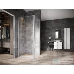   Ravak NEXTY NDOP1+NPSS 80x90 cm-es nyílóajtós zuhanykabin fix oldalfallal,szatén/transparent 03O40U00Z1SET80NPSS90