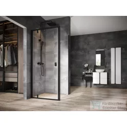   Ravak NEXTY NDOP1+NPSS 90x80 cm-es nyílóajtós zuhanykabin fix oldalfallal,fekete/transparent 03O70300Z1SET90NPSS80