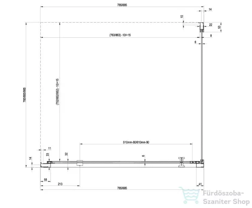 Ravak NEXTY NDOP1+NPSS 90x90 cm-es nyílóajtós zuhanykabin fix oldalfallal,króm/transparent 03O70C00Z1SET90NPSS90