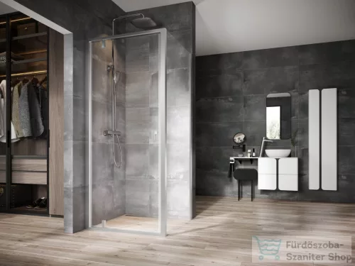 Ravak NEXTY NDOP1+NPSS 90x80 cm-es nyílóajtós zuhanykabin fix oldalfallal,szatén/transparent 03O70U00Z1SET90NPSS80