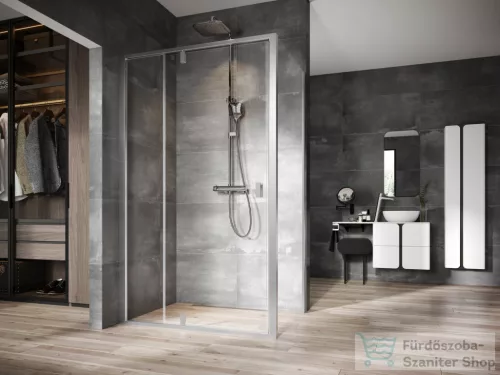 Ravak NEXTY NDOP2+NPSS 100x80 cm-es nyílóajtós zuhanykabin fix oldalfallal,szatén/transparent 03OA0U00Z1SET100NPSS80