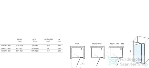 Ravak NEXTY NDOP2+NPSS 100x80 cm-es nyílóajtós zuhanykabin fix oldalfallal,szatén/transparent 03OA0U00Z1SET100NPSS80