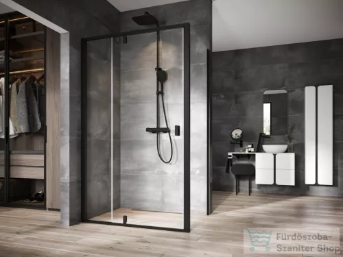 Ravak NEXTY NDOP2+NPSS 110x90 cm-es nyílóajtós zuhanykabin fix oldalfallal,fekete/transparent 03OD0300Z1SET110NPSS90