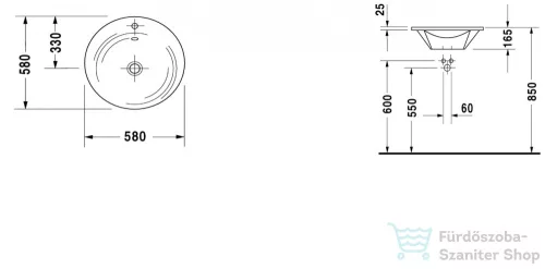 Duravit STARCK 1 58 cm-es bútorral aláépíthető mosdó Wondergliss bevonattal,04065800001
