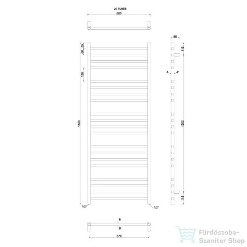 Sapho METRO fürdőszobai radiátor 600x1530 mm, króm 0411-02