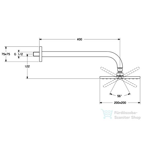 Hansa Hansaviva 20x20 cm-es fejzuhany 40 cm-es zuhanykarral,króm 04180240