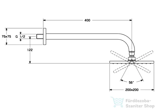Hansa Hansaviva 20x20 cm-es fejzuhany 40 cm-es zuhanykarral,króm 04180240