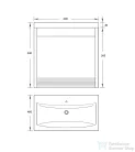 PinoArt VENUS T60 60 cm-es 1 fiókos alsószekrény, matt fehér műmárvány mosdóval tölgy/fényes fehér