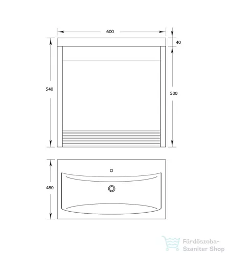 PinoArt VENUS T60 60 cm-es 1 fiókos alsószekrény, matt fehér műmárvány mosdóval tölgy/fényes fehér