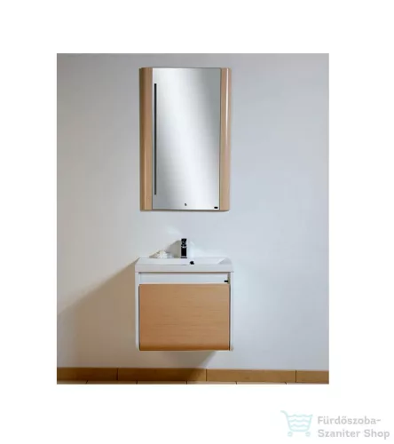 PinoArt VENUS T60 60 cm-es 1 fiókos alsószekrény, matt fehér műmárvány mosdóval tölgy/fényes fehér
