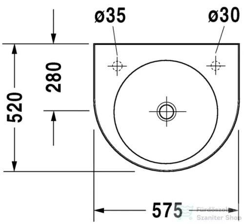 Duravit Architec 57,5x52 mosdó, kikönnyítve 0449580000 ( 044958 )