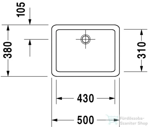 Duravit VERO 50x38 cm-es ráültethető mosdó csaplyuk és túlfolyó nélkül,Wondergliss bevonattal,04555000001