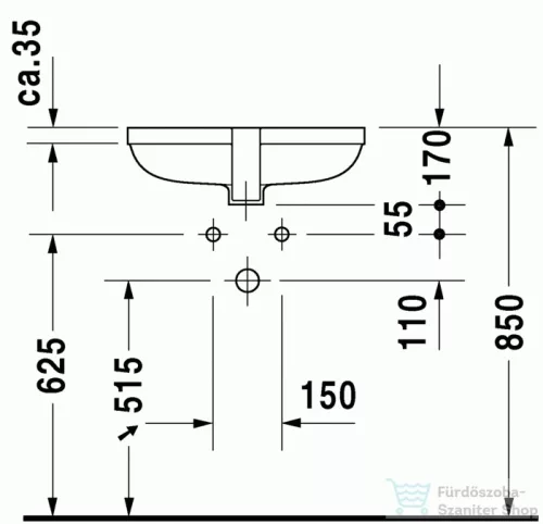 Duravit Happy D.2 48x34,5 cm alulról beépíthető mosdó 0457480000 ( 045748 )