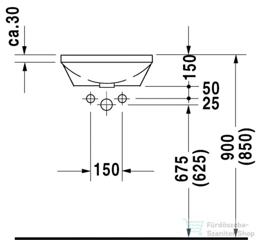 Duravit Architec alulról beépíthető mosdó 40cm-es átmérővel 0463400000 ( 046340 )