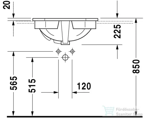 Duravit 1930 Series 58x47 beépíthető mosdó 0476580000 ( 047658 )