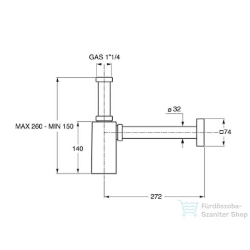 Sapho Mosdó szifon PIQUADRATO 1'1/4, ABS/króm, szögletes 0510OT25K7