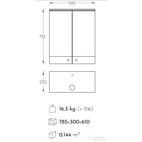 PinoArt Link Link 60 Tükrösszekrény polccal és led világítással (59,2*71,2*27 cm) 0568