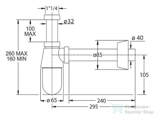 Sapho BONOMINI THERMOTRAP mosdó szifon, 1'1/4, 40mm, króm 0570EC23K7