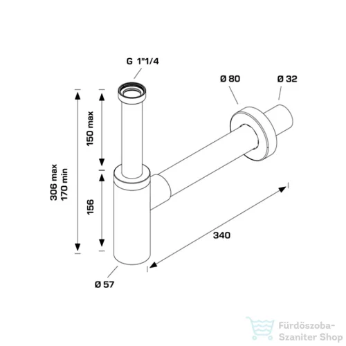 Sapho BONOMINI INOXMATER mosdószifon, 5/4", odpad 32mm, inox/króm (0581CX32K7)