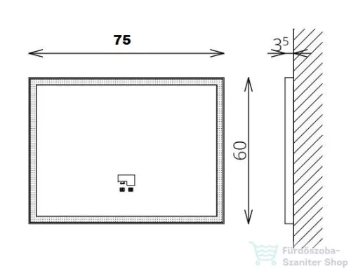 TBoss Floating Mirror Aura 75x60 cm-es tükör LED világítással 069101