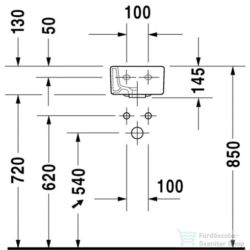 Duravit VERO 25x45 cm-es kézmosó Wondergliss bevonattal,07022500001