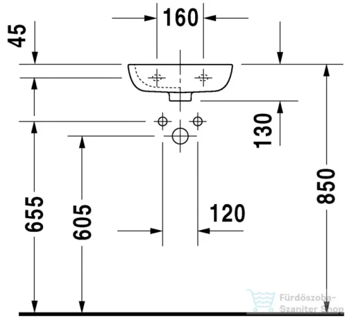 Duravit D-Code 36x27 cm kézmosó, jobb csaplyukas 07053600082 ( 070536 )